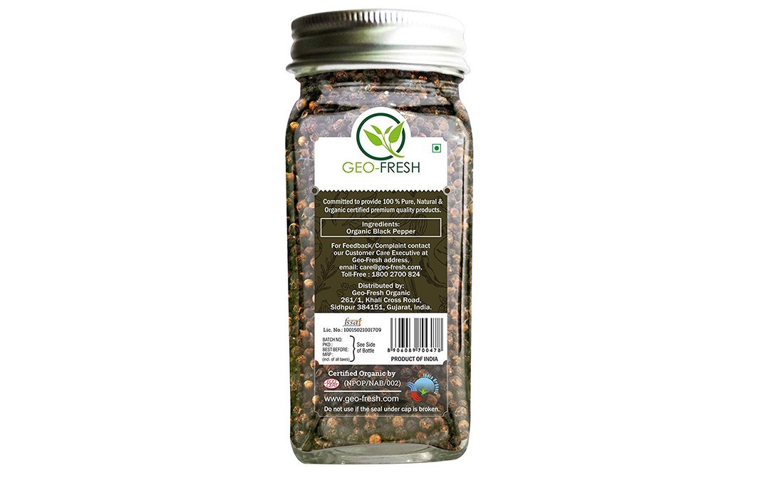 Geo-Fresh Organic Black Pepper    Bottle  60 grams